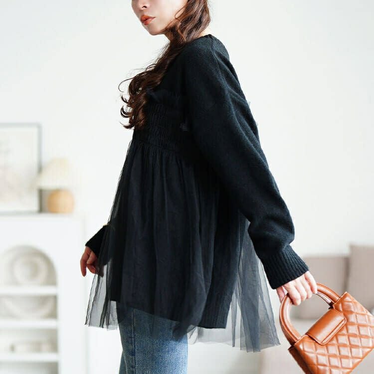 大きいサイズ レディース チュールビスチェドッキングニット　maru-20022