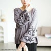 大きいサイズ レディース 刺繍ボリュームスリーブクロップドニット　maru-20018 杢グレー