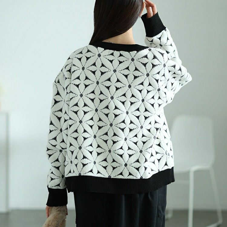 大きいサイズ レディース 花柄ジャガードクロップドカーディガン　maru-20017