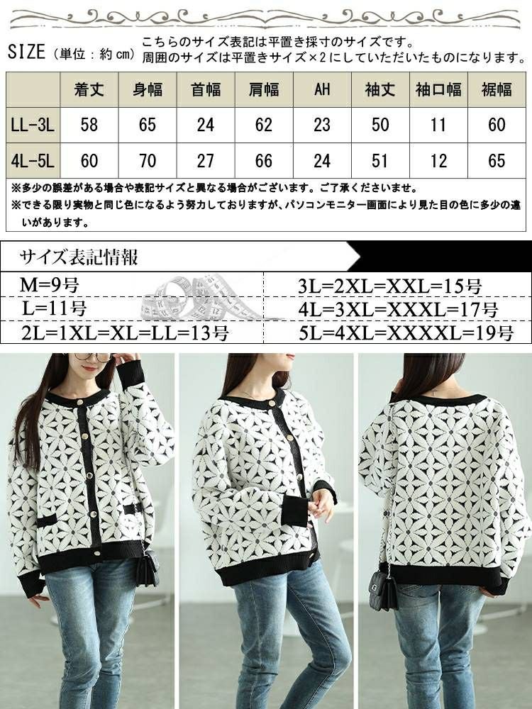 大きいサイズ レディース 花柄ジャガードクロップドカーディガン　maru-20017