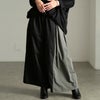 大きいサイズ レディース バイカラーアシンメトリーワイドパンツ　sw-0840 ブラック