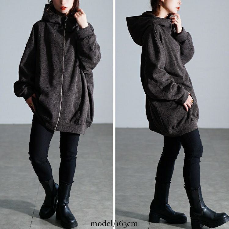 大きいサイズ レディース ビッグフードジップパーカー　sw-0835