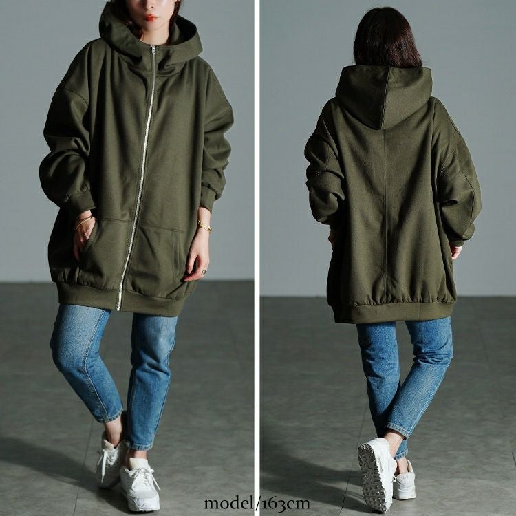 大きいサイズ レディース ビッグフードジップパーカー　sw-0835