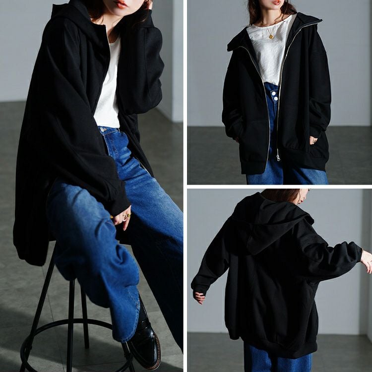 大きいサイズ レディース ビッグフードジップパーカー　sw-0835