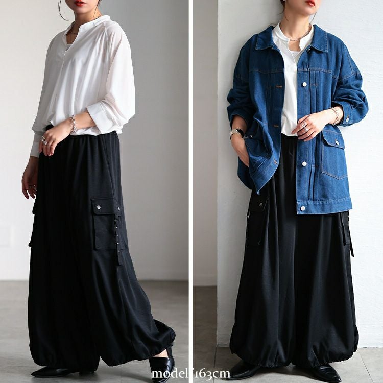 大きいサイズ レディース 裾ドロストボリュームカーゴパンツ　sw-0831