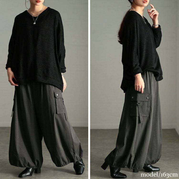 大きいサイズ レディース 裾ドロストボリュームカーゴパンツ　sw-0831
