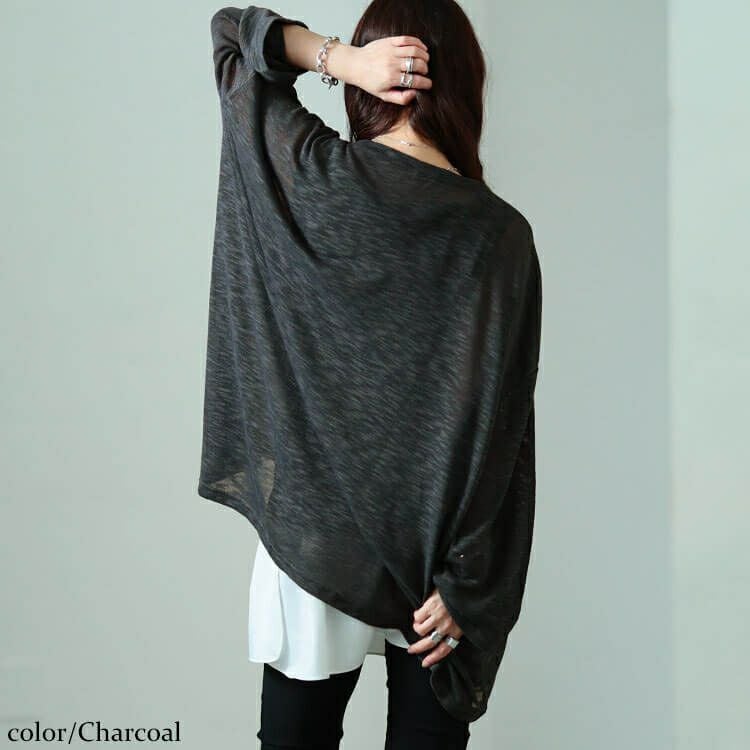 大きいサイズ レディース 斜め切り替えオーバーサイズニットソーチュニック　sw-0829 【メール便可】