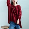 大きいサイズ レディース 斜め切り替えオーバーサイズニットソーチュニック　sw-0829 【メール便可】 レッド