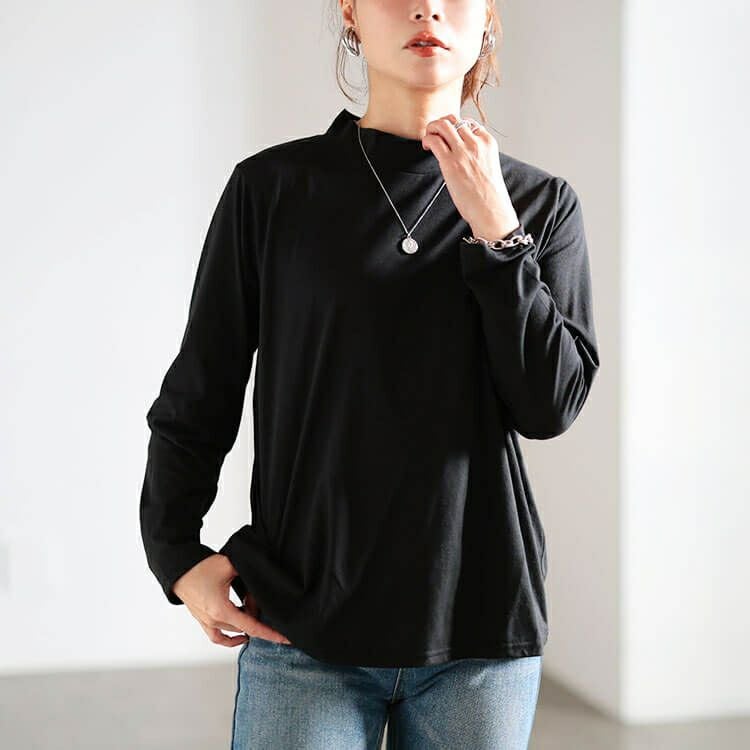 大きいサイズ レディース 静電気防止配色切り替えロングベスト＆ミニハイネックロンT2点セット　cast-5558007