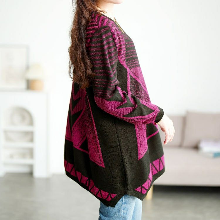 大きいサイズ レディース 幾何学模様ラメジャガードニットチュニック　goldy-1769