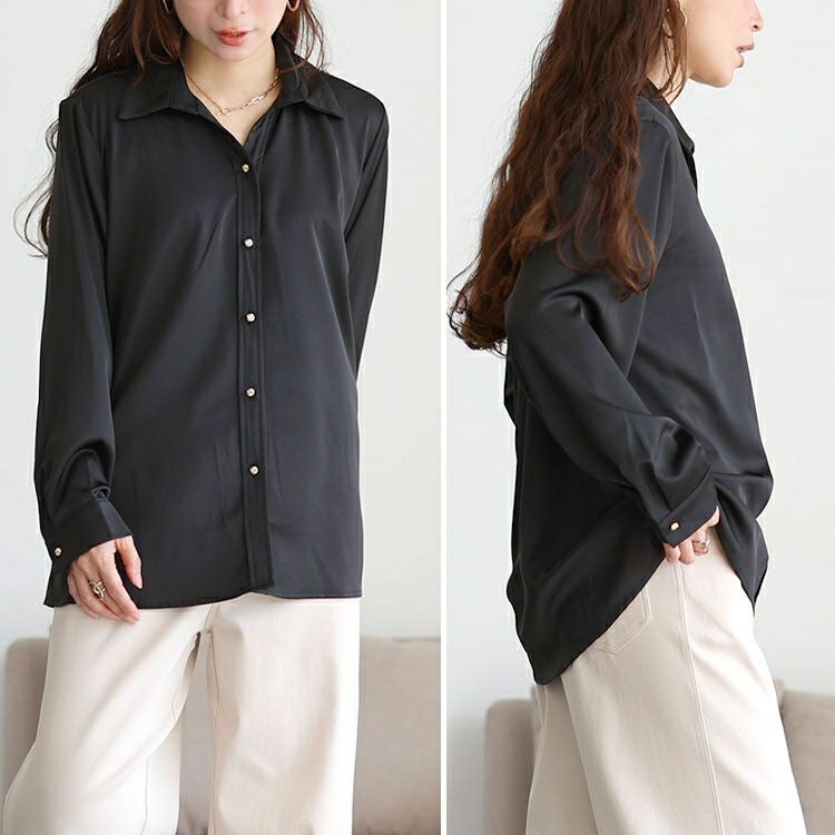 大きいサイズ レディース スキッパーカラーゴールドボタンブラウス　goldy-1756【メール便可】