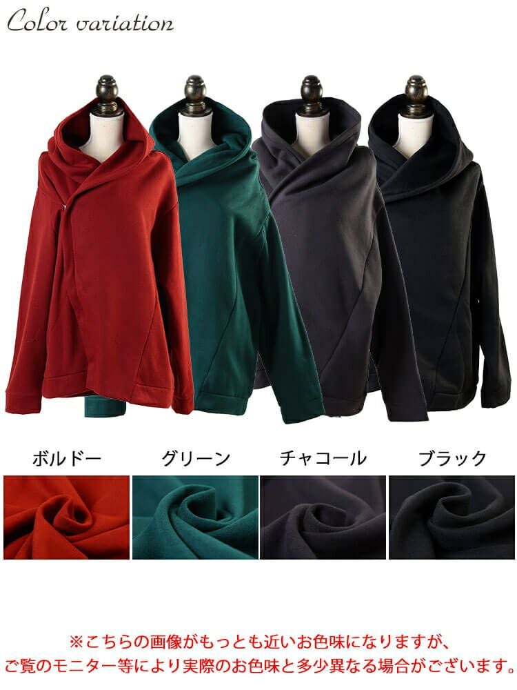 大きいサイズ レディース ビッグフードアシメZIPコート　sw-0818