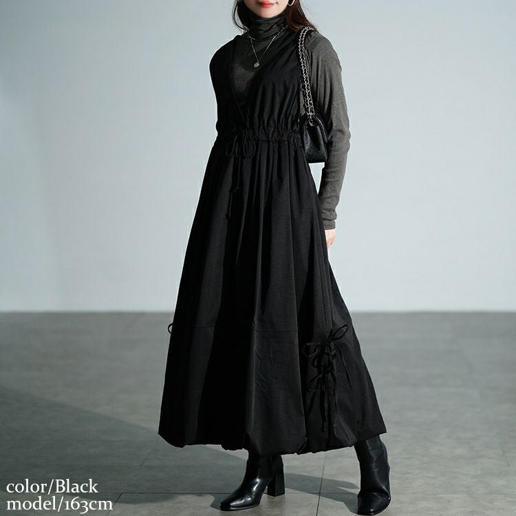 大きいサイズ レディース カシュクールバルーンジャンパースカート　nw-25052