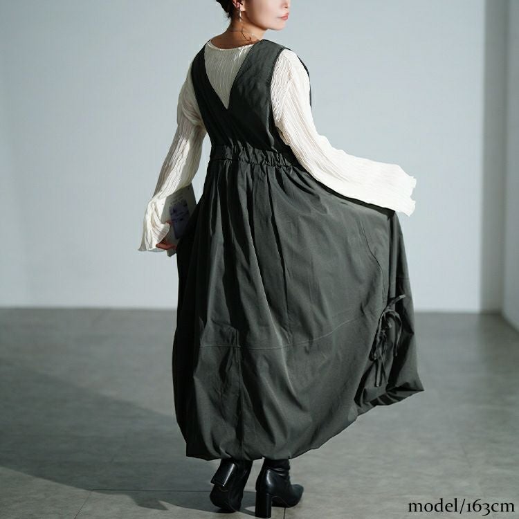 大きいサイズ レディース カシュクールバルーンジャンパースカート　nw-25052