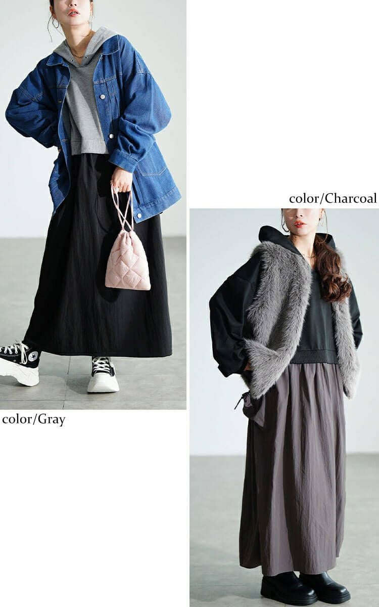 大きいサイズ レディース ドロストポケットパーカードッキングワンピース　nw-25046