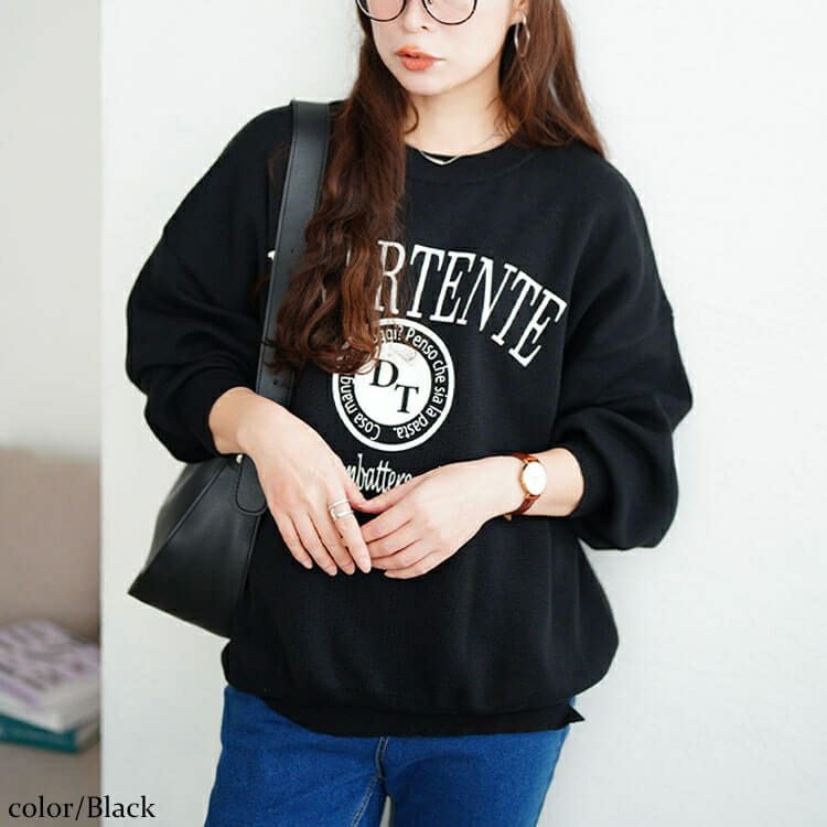 大きいサイズ レディース ロゴプリントハイゲージニット　sum-0023