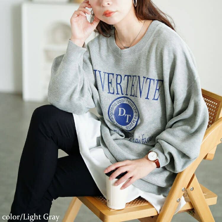 大きいサイズ レディース ロゴプリントハイゲージニット　sum-0023