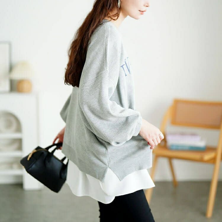 大きいサイズ レディース ロゴプリントハイゲージニット　sum-0023