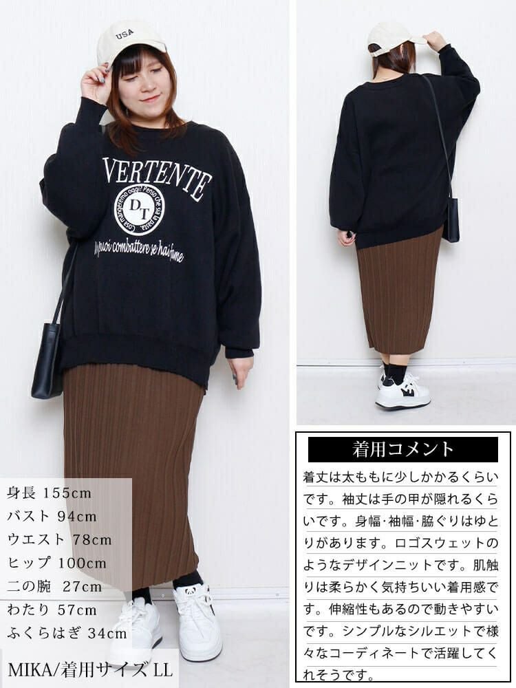 大きいサイズ レディース ロゴプリントハイゲージニット　sum-0023