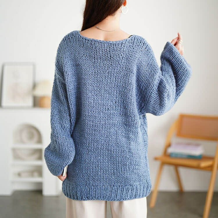 大きいサイズ レディース ラウンドネックローゲージニット　sum-0019