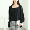 大きいサイズ レディース カーディガン重ね着風シャギーニット　sum-0016 ブラック