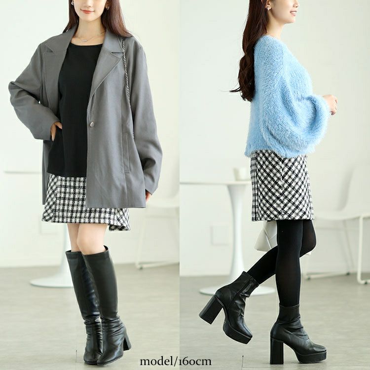 大きいサイズ レディース ラメツイードセミタイトミニスカート　tana-ww650052