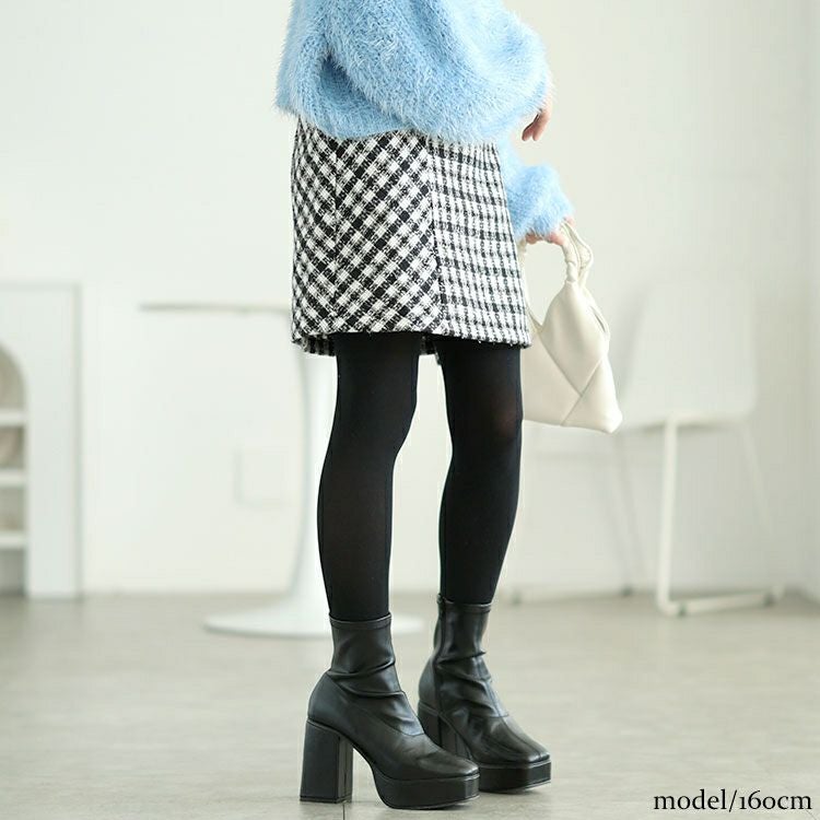 大きいサイズ レディース ラメツイードセミタイトミニスカート　tana-ww650052