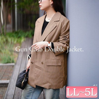 大きいサイズ レディース 千鳥格子柄ダブルジャケット　tana-ww650049