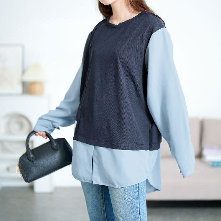 大きいサイズ レディース アシメベストドッキングプルオーバー　goldy-1760【メール便可】