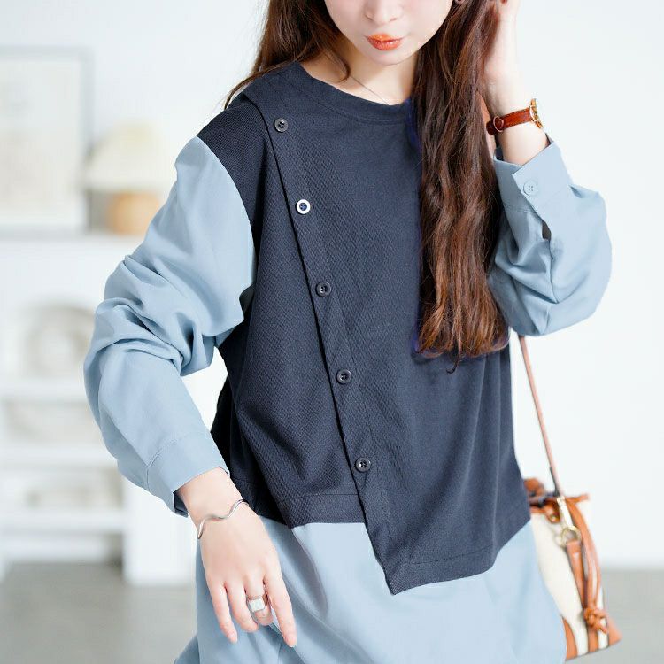 大きいサイズ レディース アシメベストドッキングプルオーバー　goldy-1760【メール便可】