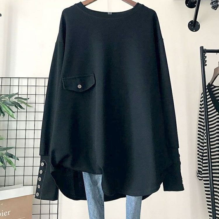 大きいサイズ レディース ロングカフスカットソーチュニック　goldy-1759【メール便可】