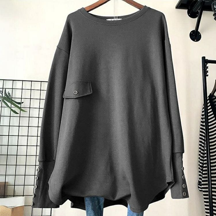 大きいサイズ レディース ロングカフスカットソーチュニック　goldy-1759【メール便可】