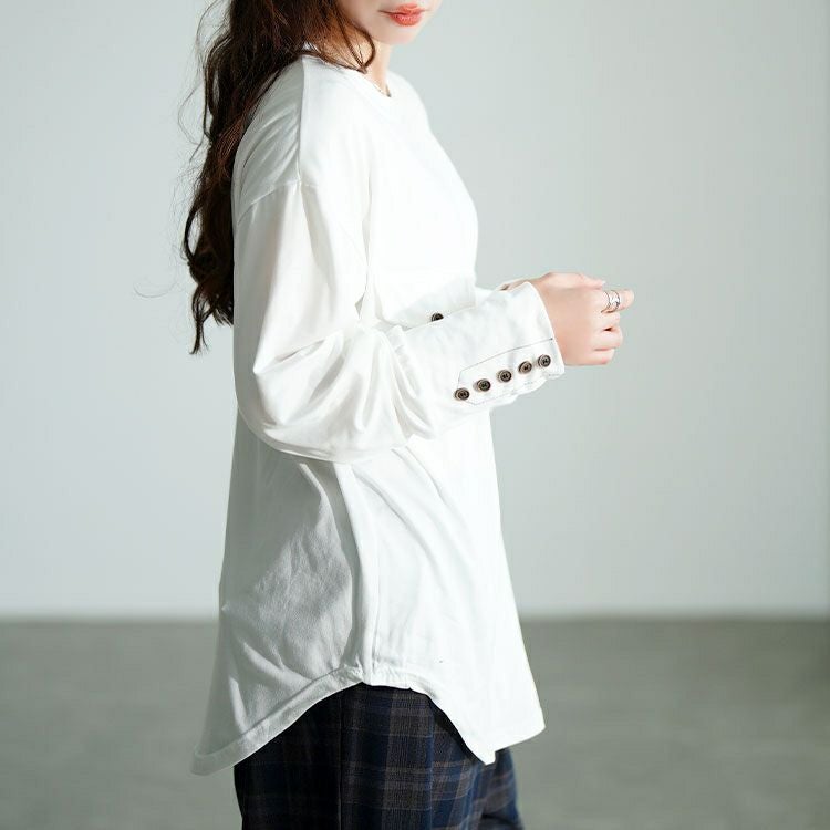 大きいサイズ レディース ロングカフスカットソーチュニック　goldy-1759【メール便可】