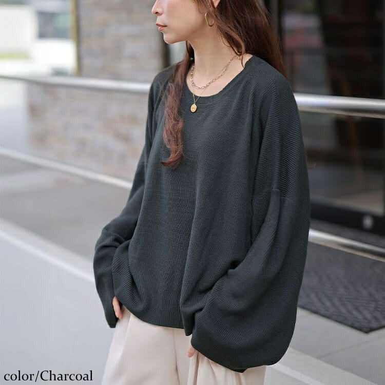 大きいサイズ レディース クロップドオーバーサイズハイゲージニット　maru-20023