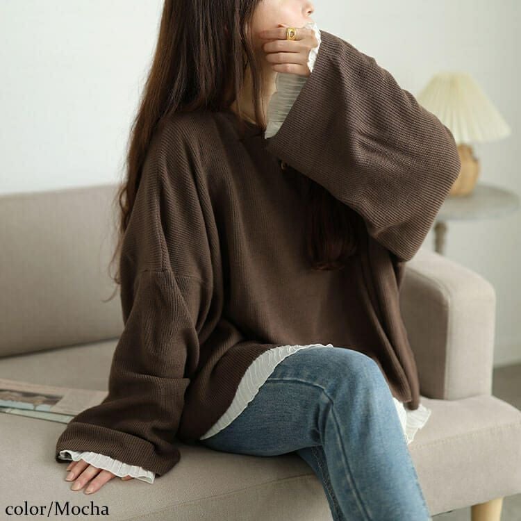 大きいサイズ レディース クロップドオーバーサイズハイゲージニット　maru-20023