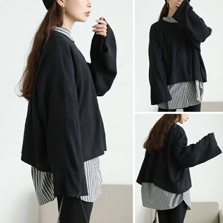 大きいサイズ レディース クロップドオーバーサイズハイゲージニット　maru-20023