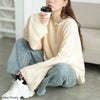 大きいサイズ レディース クロップドオーバーサイズハイゲージニット　maru-20023 アイボリー