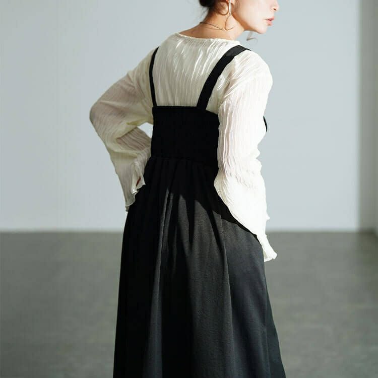 大きいサイズ レディース ティアード切り替えアシメジャンパースカート　nw-25056