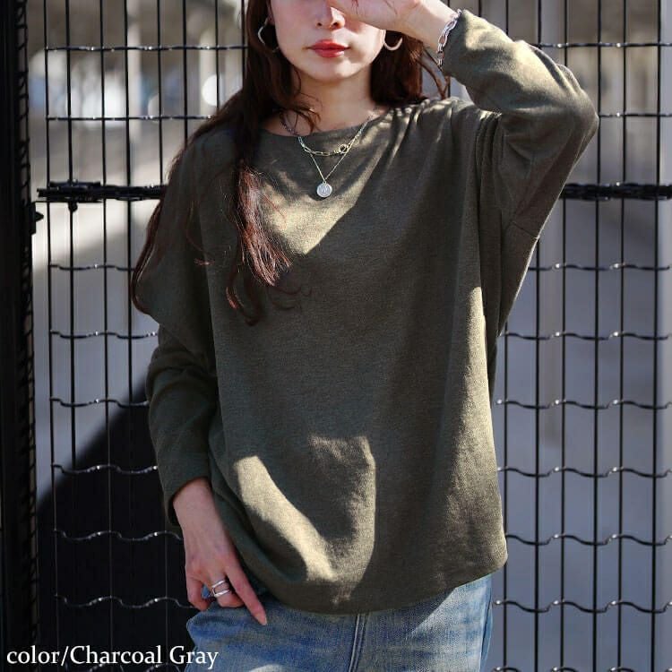 大きいサイズ レディース ボートネックワイドドルマンプルオーバー　wk-0575 【メール便可】