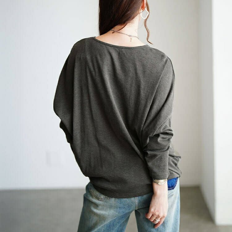 大きいサイズ レディース ボートネックワイドドルマンプルオーバー　wk-0575 【メール便可】