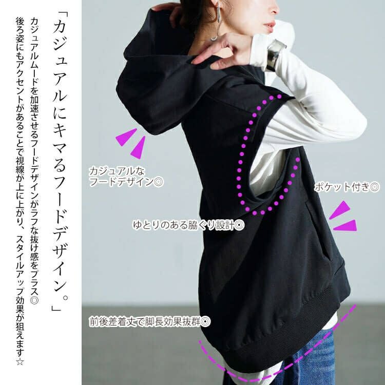 大きいサイズ レディース スウェットパーカーベスト　wk-0523