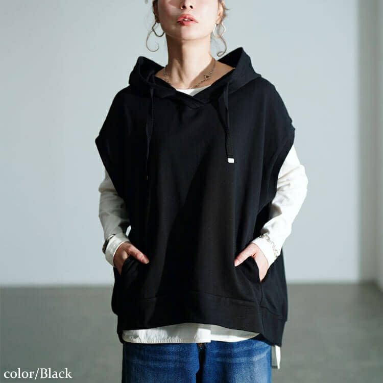 大きいサイズ レディース スウェットパーカーベスト　wk-0523