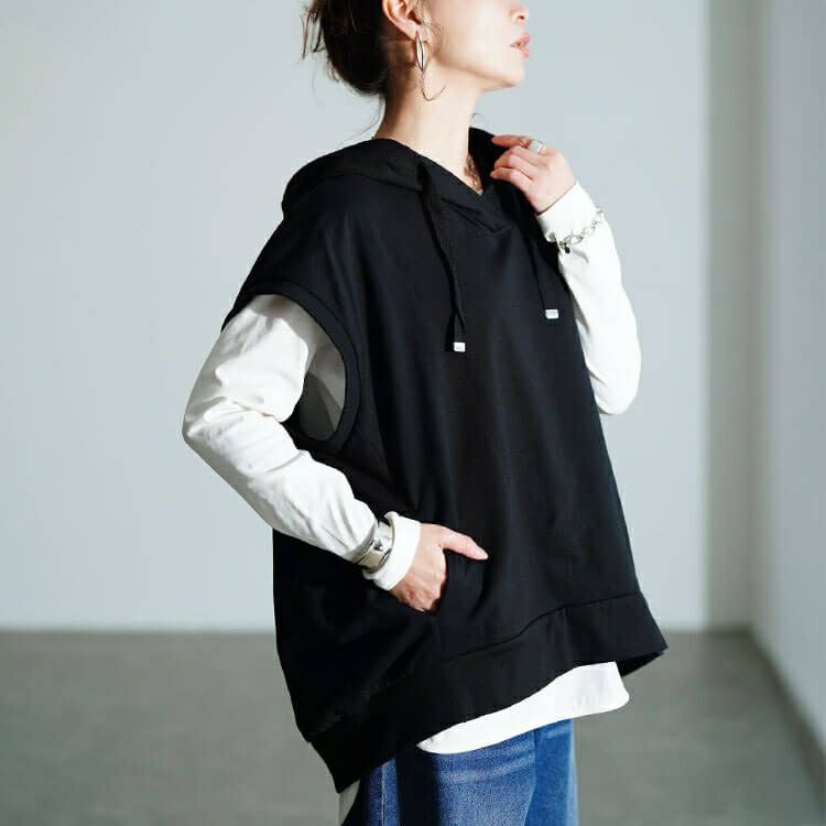 大きいサイズ レディース スウェットパーカーベスト　wk-0523