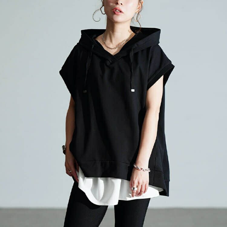 大きいサイズ レディース スウェットパーカーベスト　wk-0523