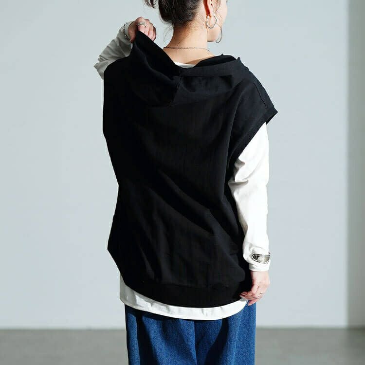 大きいサイズ レディース スウェットパーカーベスト　wk-0523