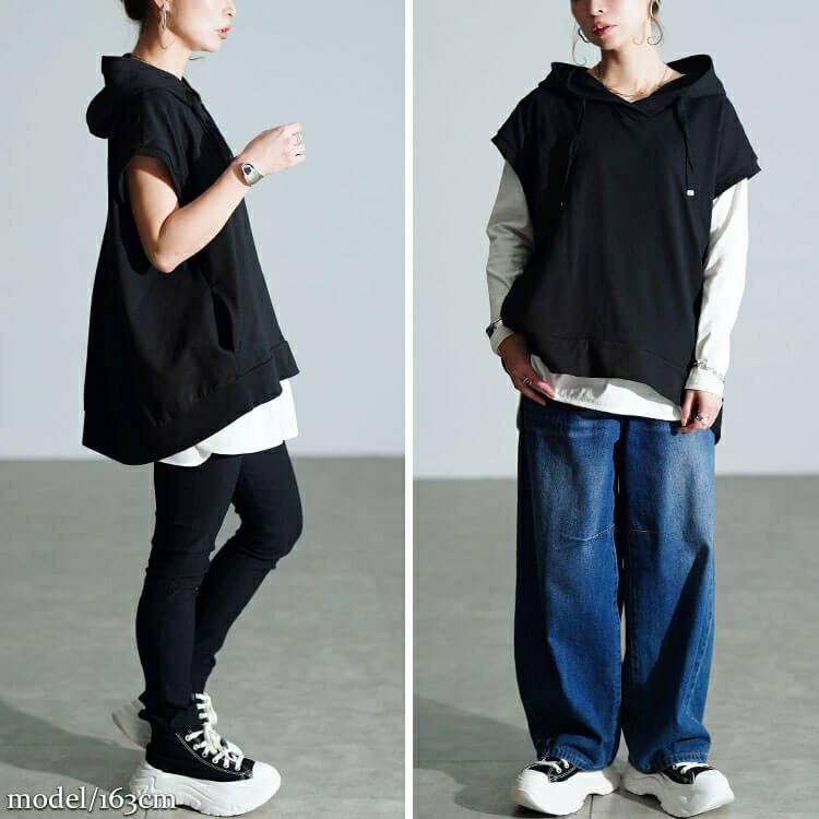 大きいサイズ レディース スウェットパーカーベスト　wk-0523