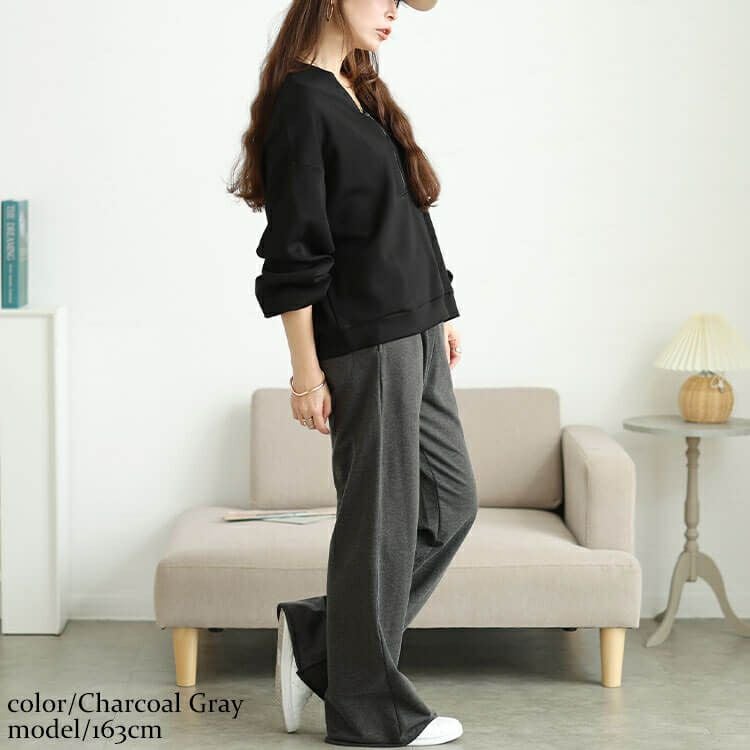 大きいサイズ レディース スウェットセミフレアパンツ　wk-0586