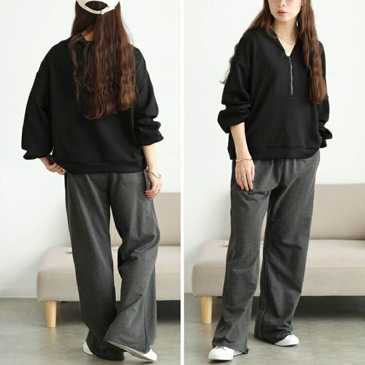 大きいサイズ レディース スウェットセミフレアパンツ　wk-0586