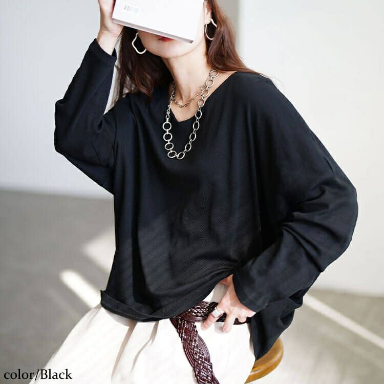 大きいサイズ レディース Vネックワイドドルマンプルオーバー　wk-0576 【メール便可】