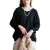 大きいサイズ レディース Vネックワイドドルマンプルオーバー　wk-0576 【メール便可】 ブラック